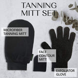 Skinerals Premium Self Tanning Set with Natural & Organic Ingredients, Californium Sunless Bronzer, Amber Glow Tan Extender Lotion, Tanning Mitt & Exfoliator Glove Set